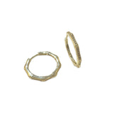 Gold Filled Pave Bamboo Hoop Huggies